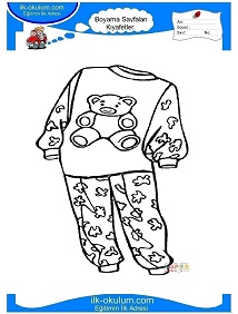 Çocuklar İçin Eşofman-Pijama Boyama Sayfaları 